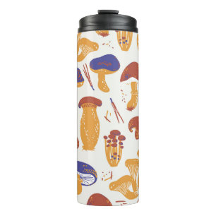 Vintage Edible Mushrooms Illustration Thermal Tumbler