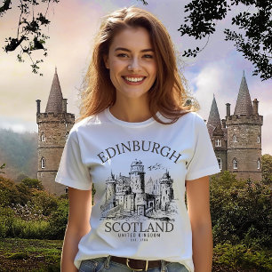 Vintage Edinburgh Castle   United Kingdom  Tri-Blend Shirt