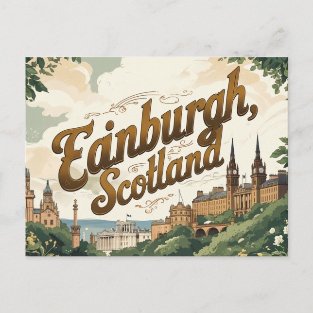 Vintage Edinburgh Charm Postcard (Front)