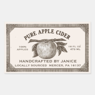 Vintage Editable Apple Cider Label Brown and Ivory