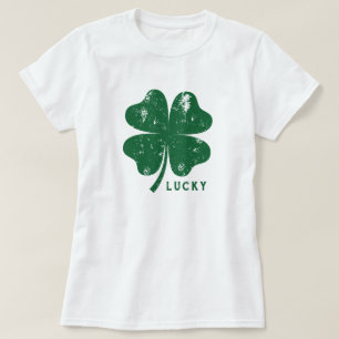 Vintage Editable Color Lucky Clover St Patrick's T-Shirt