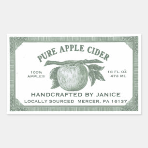 Vintage Editable Étiquette de cidre de pomme vert