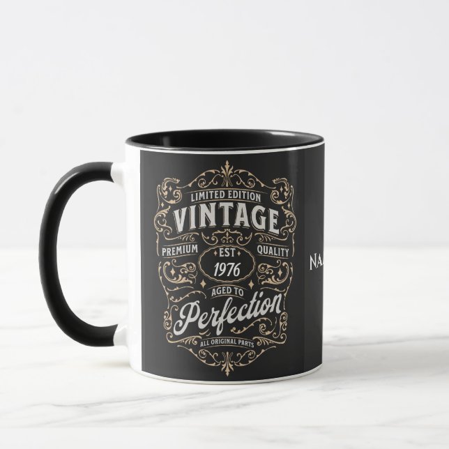 Vintage Edition. Premium Quality - Editable age Mug (Left)