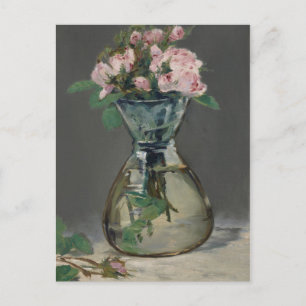 Vintage Edouard Manet Moss Roses in a Vase Postcard