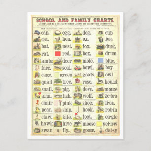 Vintage Educational Chart for Sight Words Postcard