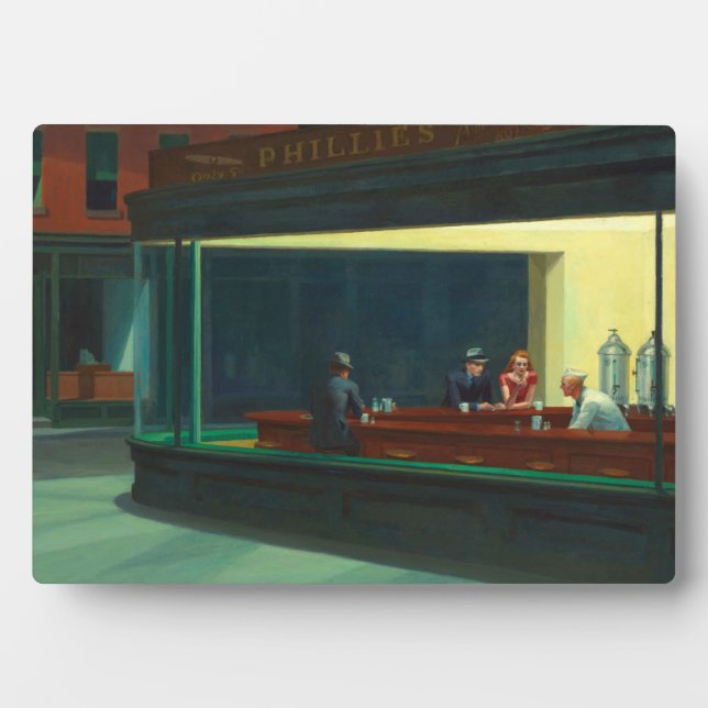 Vintage Edward Hopper Nighthawks Diner Poster Plaque (Front)