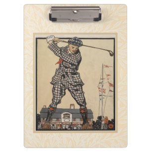Vintage Edward Penfield Golf Illustration Art Clipboard