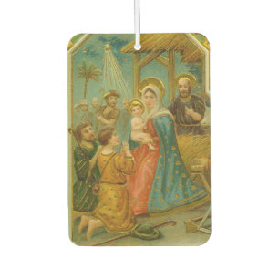 Vintage Edwardian Era Nativity Christmas Card Air Freshener