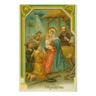 Vintage Edwardian Era Nativity Christmas Card Photo Print