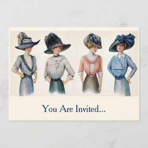 Vintage Edwardian Fashion from 1910 Invitation