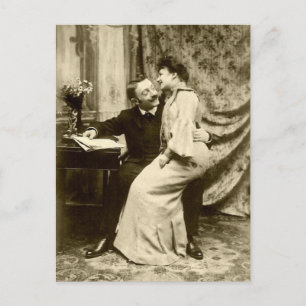 Vintage Edwardian Romantic Couple Postcard