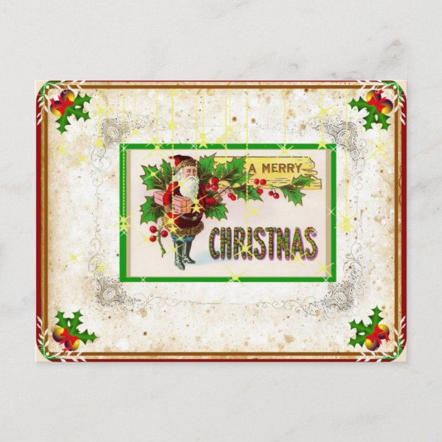 Vintage Edwardian Santa Christmas Postcard (Front)