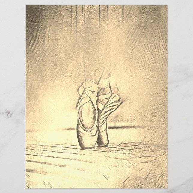 Vintage Effect Ballet Shoes Stationery Paper (Front)