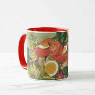 Vintage Egg and Tomato Salad Mug