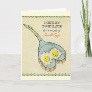 Vintage Eggs Anthropomorphic Anniversary Card