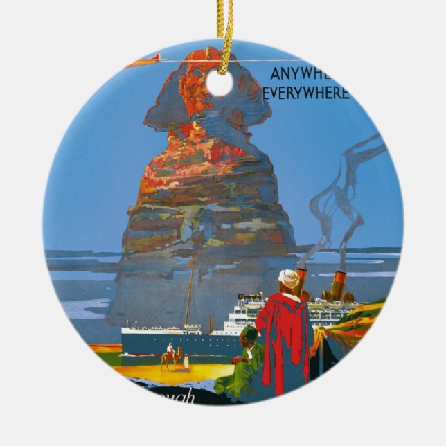 Vintage Egypt Air Travel Advertisement Ceramic Ornament (Front)