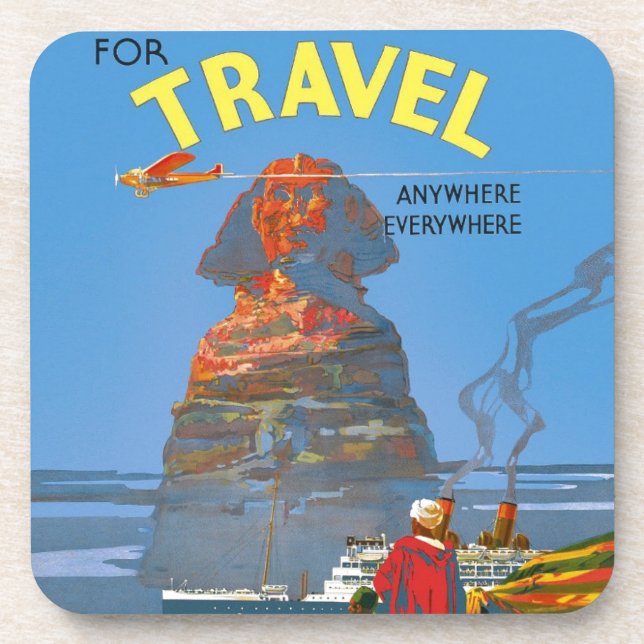 Vintage Egypt Air Travel Advertisement Coaster (Front)