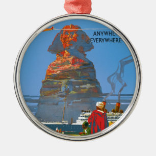 Vintage Egypt Air Travel Advertisement Metal Ornament