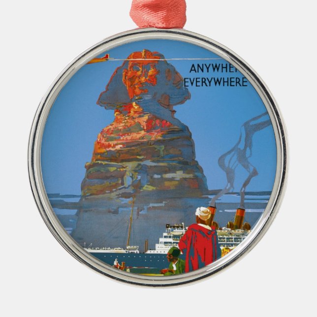 Vintage Egypt Air Travel Advertisement Metal Ornament (Front)