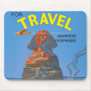 Vintage Egypt Air Travel Advertisement Mouse Pad