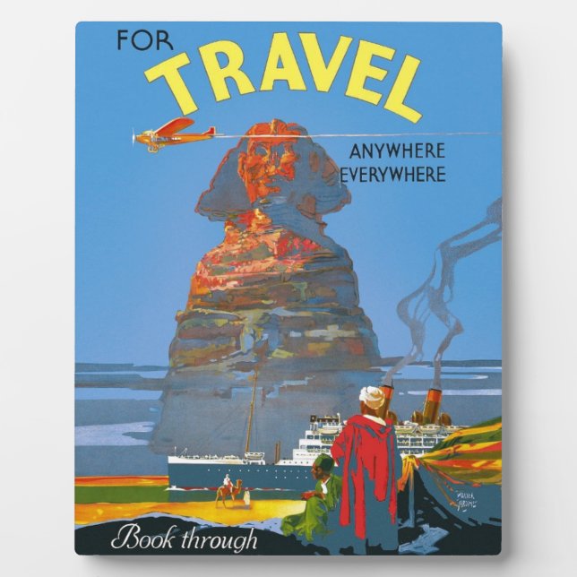 Vintage Egypt Air Travel Advertisement Plaque (Front)