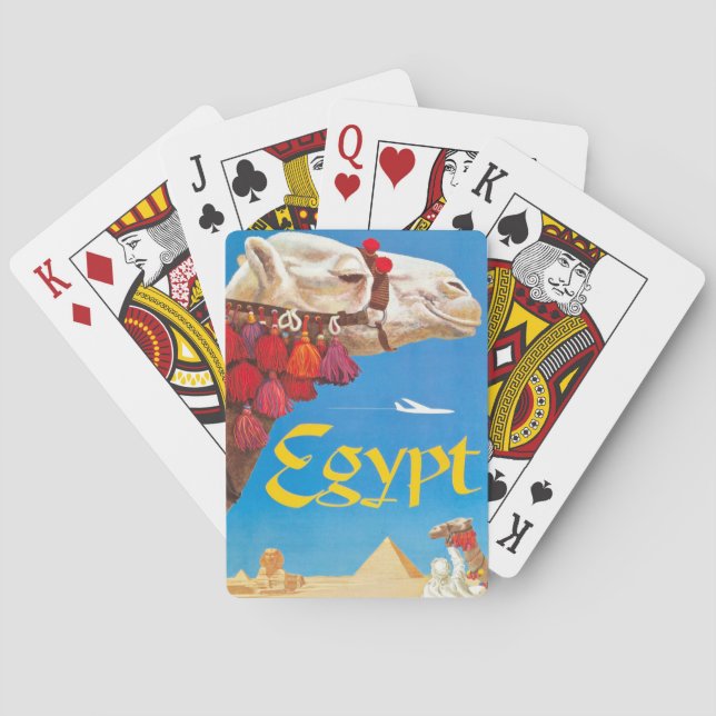 Vintage Egypt Air Travel Advertisement Playing Cards (Back)