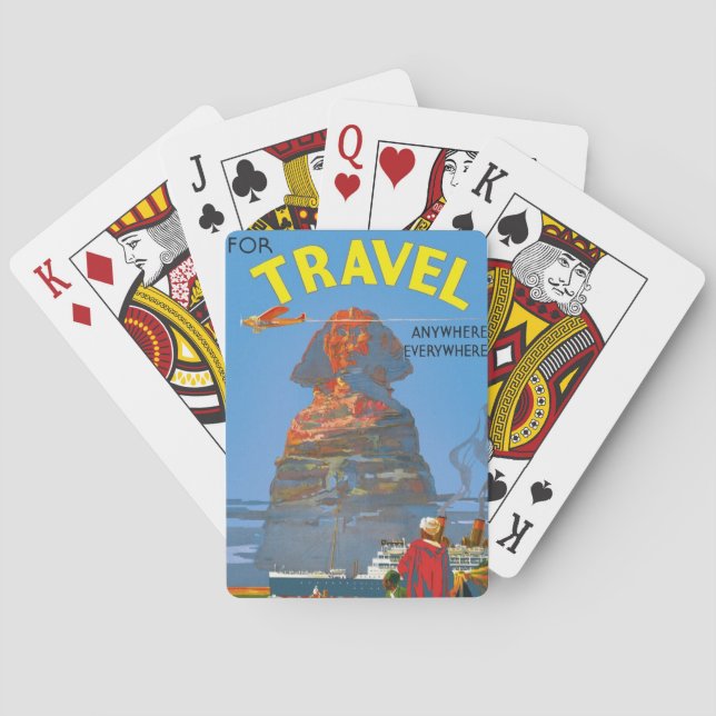 Vintage Egypt Air Travel Advertisement Playing Cards (Back)