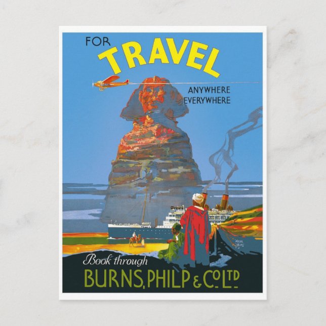 Vintage Egypt Air Travel Advertisement Postcard (Front)