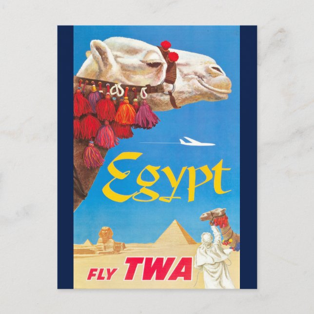 Vintage Egypt Air Travel Advertisement Postcard (Front)
