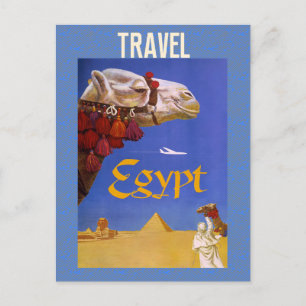 Vintage Egypt Camel Pyramid Desert Travel Postcard
