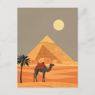 Vintage Egypt Travel Art Camel and Pyramids Postcard