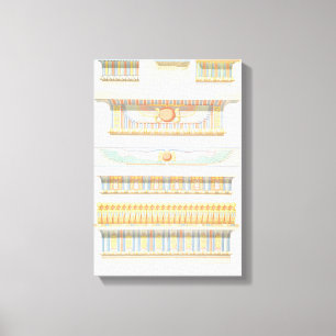 Vintage Egyptian Architecture Coloured Line Art  Canvas Print