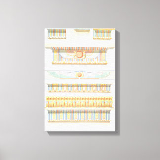 Vintage Egyptian Architecture Coloured Line Art  Canvas Print