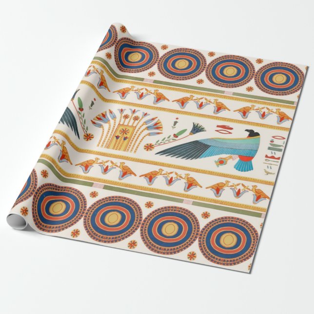 Vintage Egyptian birds seamless pattern Wrapping Paper (Unrolled)
