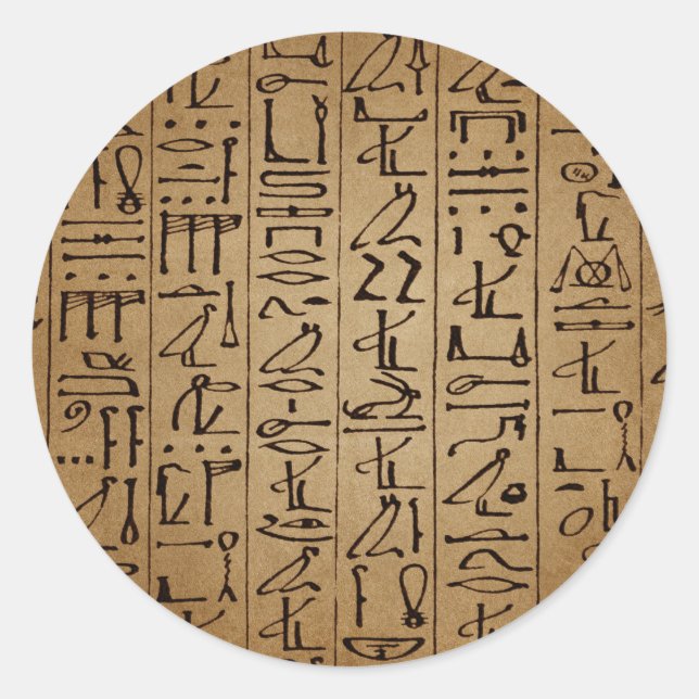 Vintage Egyptian Hieroglyphics Paper Print Classic Round Sticker (Front)