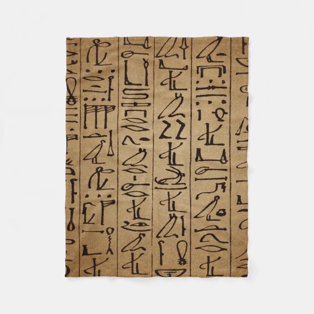 Vintage Egyptian Hieroglyphics Paper Print Fleece Blanket (Front)