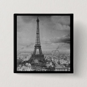 Vintage Eifel Tower Paris France  1889 2 Inch Square Button