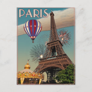 Vintage Eiffel Tower - 18x24 Postcard