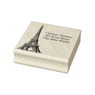 Vintage Eiffel Tower #1 Drawing Name Return Addres Rubber Stamp