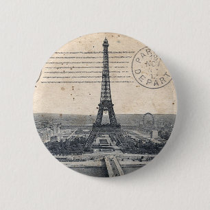 Vintage Eiffel Tower 2 Inch Round Button