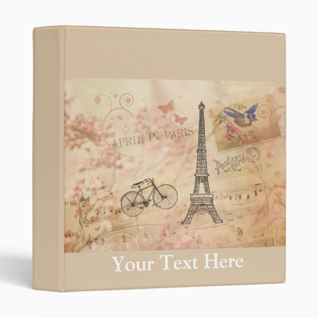 Vintage Eiffel Tower Art Binder (Front/Spine)
