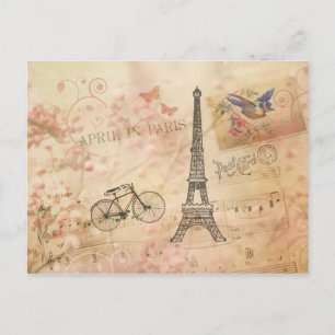 Vintage Eiffel Tower Art Postcard