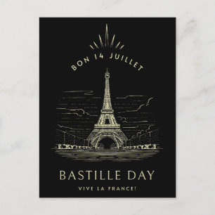 Vintage Eiffel Tower Bastille Day Postcard