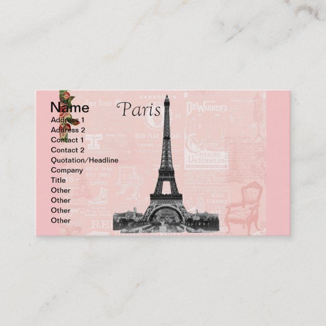Vintage Eiffel Tower Business Card (Front)