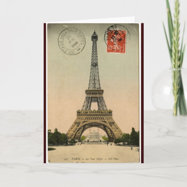 Vintage Eiffel Tower Card (Front)