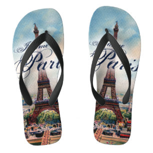 Vintage Eiffel Tower Flip Flops