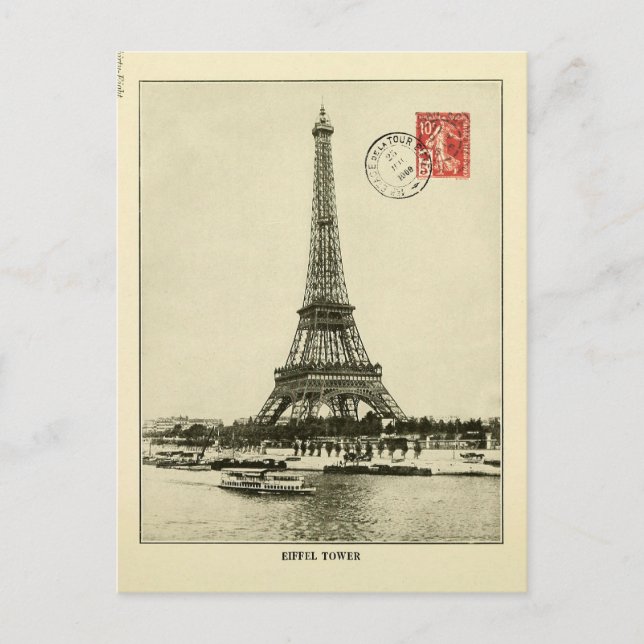 Vintage Eiffel Tower in Paris France Postcard (Front)