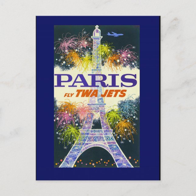 Vintage Eiffel Tower in Paris France Postcard (Front)
