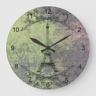 Vintage Eiffel Tower Large Clock