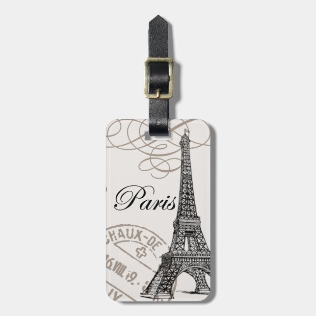 Vintage Eiffel Tower...luggage tag (Front Vertical)